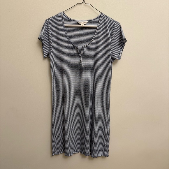 Laura Ashley Ribbed Nightgown Blue White Sleep Shirt Size Small Stretch Women's - Picture 6 of 11